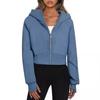 Women's Fleece Lined Hooded Zip Up Cropped Casual Long Sleeve Sweatshirt, European American Style Casual Tops Leisure Trade