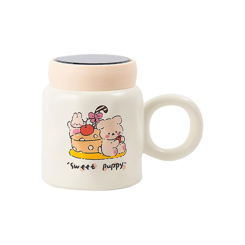 Cute rabbit mirror cover ceramic mug cartoon bump coffee cup office souvenir student cup