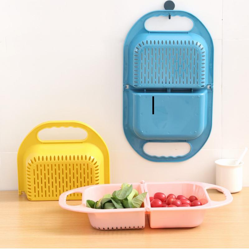 Foldable Plastic Vegetable Sink Washing Basin Rectangular Drain Basket Fruit Plate Household Kitchen Sink