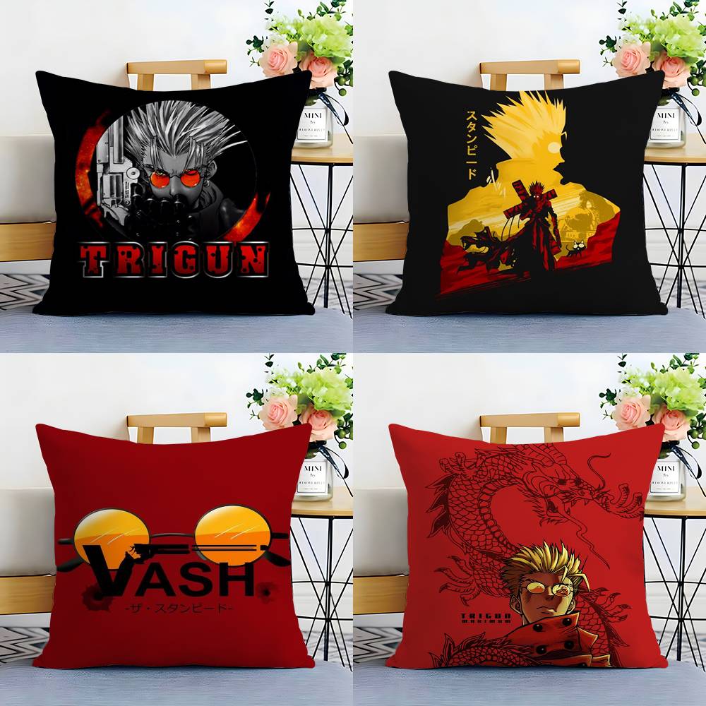 Cool Anime T-Trigun Pillow Case Sofa Short Plush Double-sided HD Printing Room Home Office Gift Cushion Cover