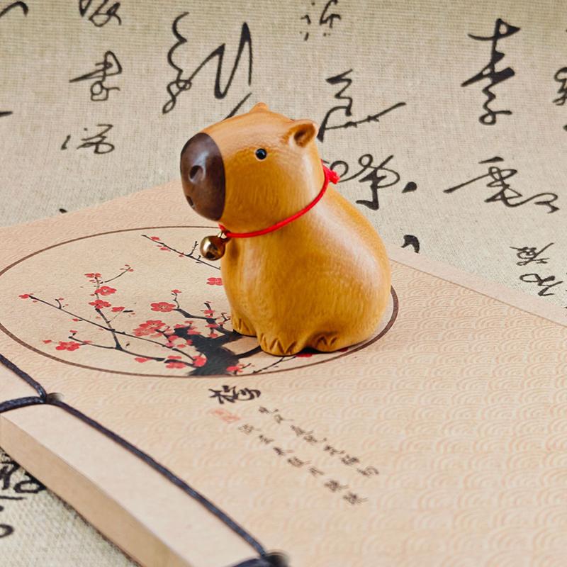 Kapybara Roztomilé zvíře Malý model Socha Masivní Dřevěná Řezba Domácí Pokoj Kancelář Auto Dekorace Příslušenství