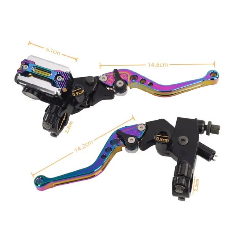 Universal 22mm CNC Aluminum Motorcycle Front Brake Master Cylinder With Clutch Handbrake Lever Assembly Colorful Anodized Finish