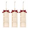 Wooden Picture Frames Christmas Tree Hanging Ornaments 6Pcs Memory Plaids Photo Strips with Bowknot For Festives Space