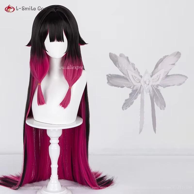 Parrucca Cosplay Columbina di Alta Qualità Damigella Fatui Colombina Cosplay Parrucche Anime Resistenti al Calore Capelli Sintetici + Cuffia per Parrucca