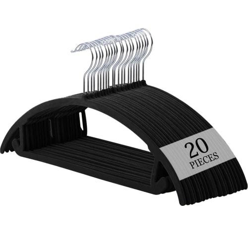 ATOKA Non-Slip Hangers, Prevents Sagging and Slipping, Made of Velvet, Space-Saving, Heavy-Duty, Break-Resistant, and Resistant to Deformation (Pack o