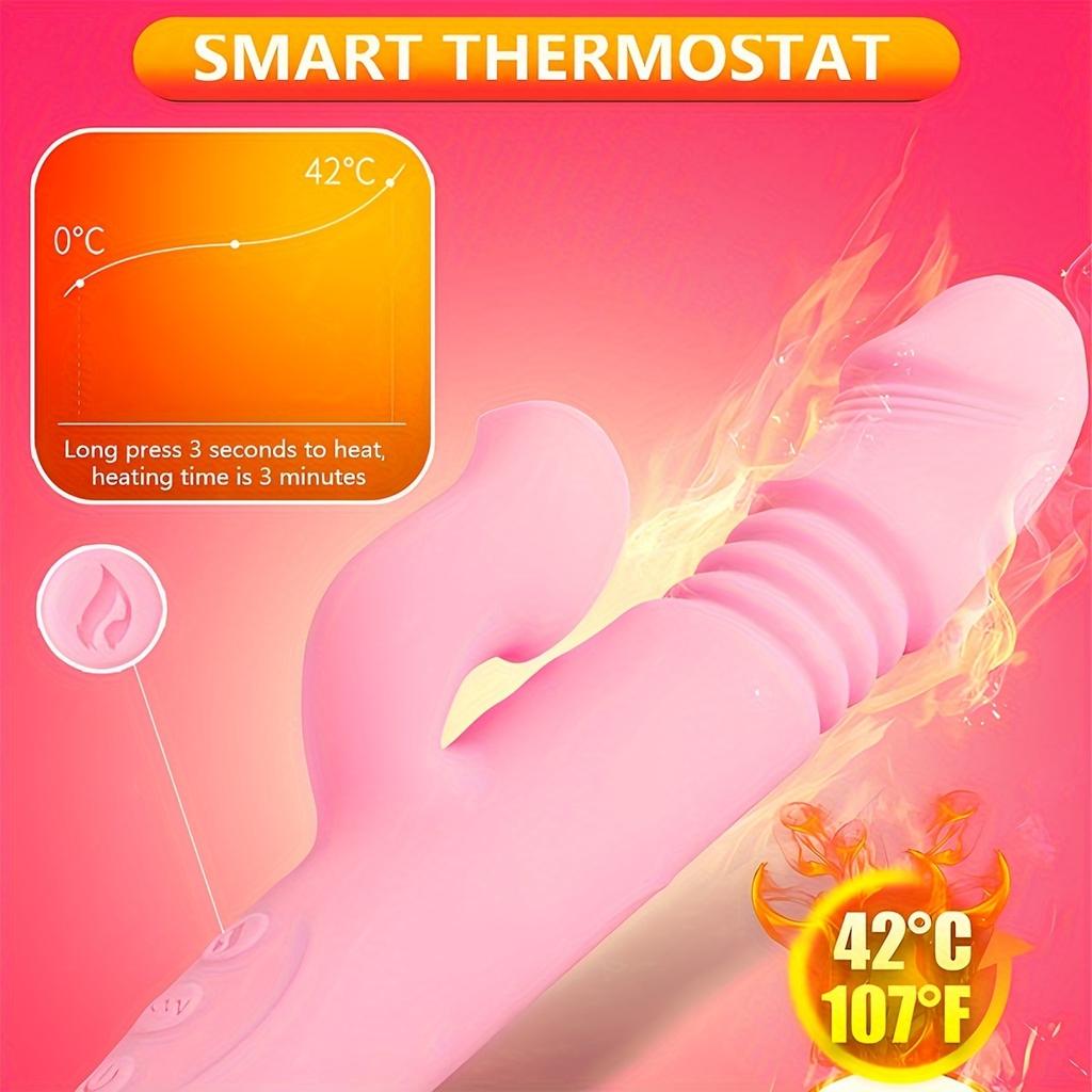 Dual Head Tongue Stretch Rabbit Vibrator 7 Frequency Vibrating Female Sex Toys G Spot Stimulation Dildo Vibrator Clitoral Stimulation Masturbation