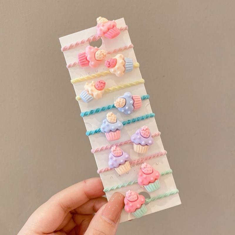 10Pcs/Set Girls Cute Cartoon Animal Rubber Band Elastic Hair Bands Children Headwear Hair Accessories Kids Headband Ornaments