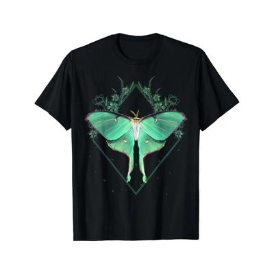 Women's Summer T-Shirt Casual Crew Neck Top Spring Y2k Luna Moth Graphic Print Tee
