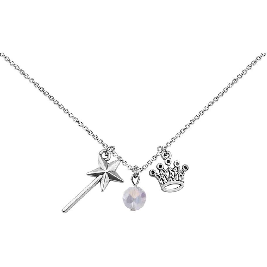 UJIMS Wizard Dorothy Inspired Gifts Glinda Good Witch Charm Necklace Magic Wand Jewelry for Witch Lovers