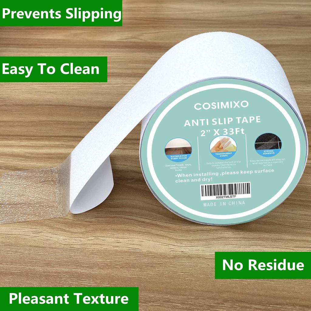 COSIMIXO Clear Anti-Slip Tape, 2" x 33 Yards, Professional Anti-Slip Tape, Made of Transparent