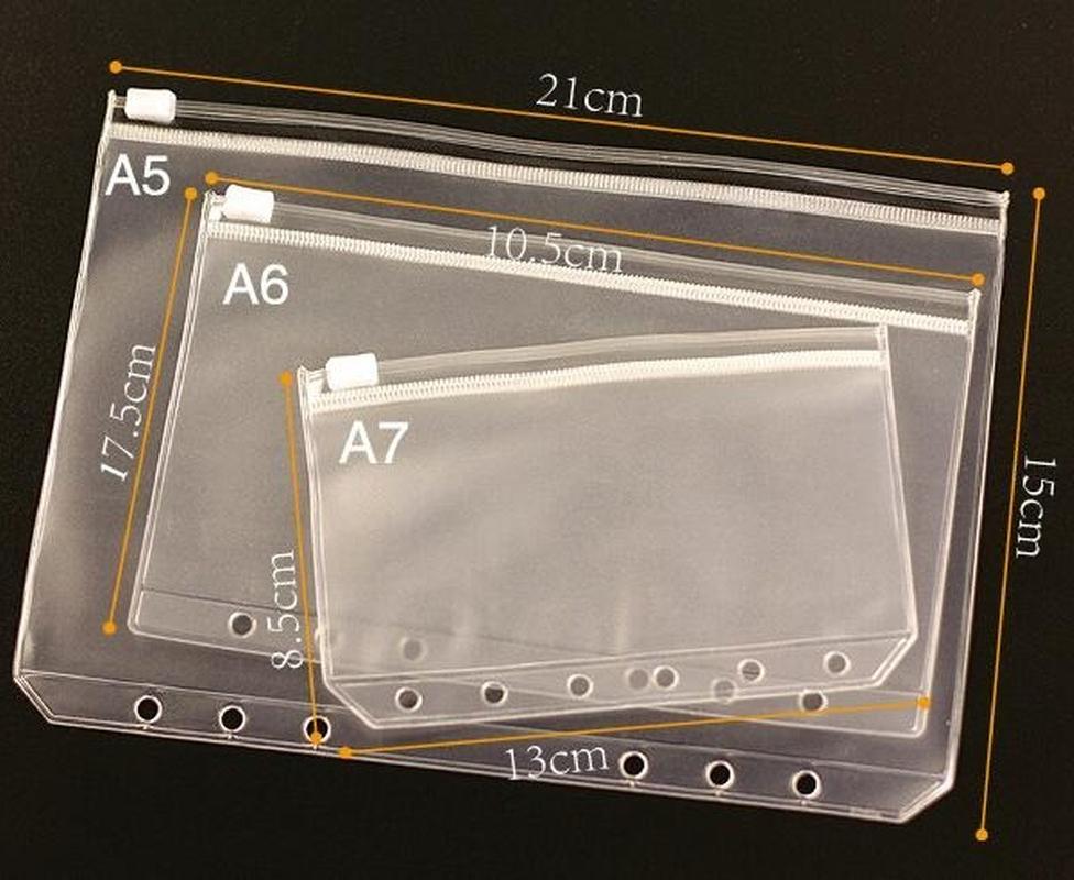 Transparent A5/A6/A7 Loose Leaf Page Pocket for Bill Bank Credit Cards Storage Notebook Decor Stickers Memo Pad Pocket