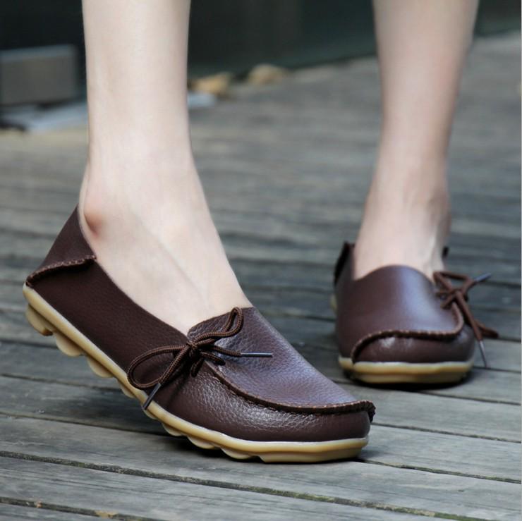 Casual Women's Single Shoes, Mother Shoes, Flat-bottomed Peas Shoes, Nurse Shoes, Lace-up Tendon Low-top Shoes