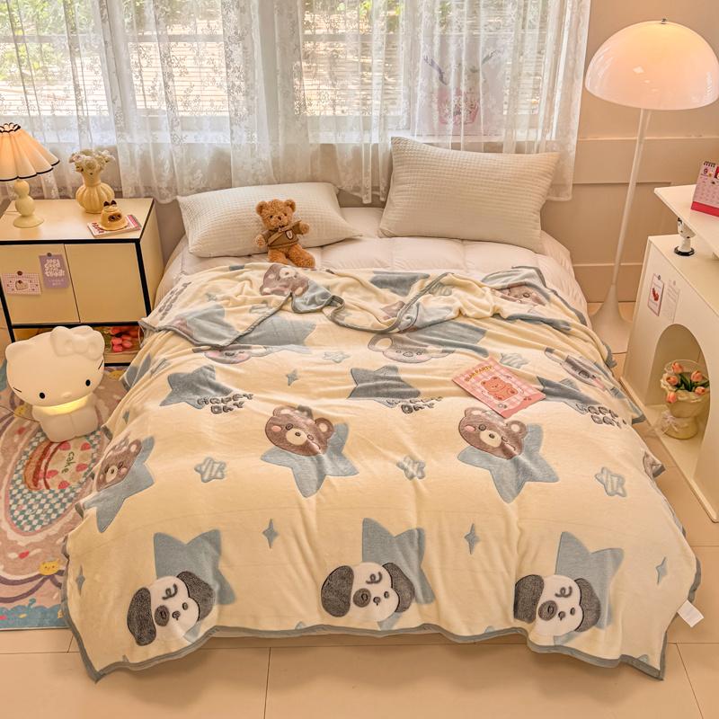 Autumn Warm Cute Bear Blankets for Bed Soft Cartoon Bedspread Comfortable Coral Fleece Throw Blanket Sofa Single Double Blanket