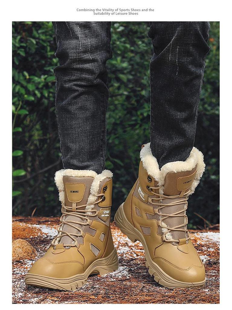 Men's Harbin Snow Boots: Winter Non-Slip, Warm, Comfortable, Thick Cotton, Large Size Combat Style.