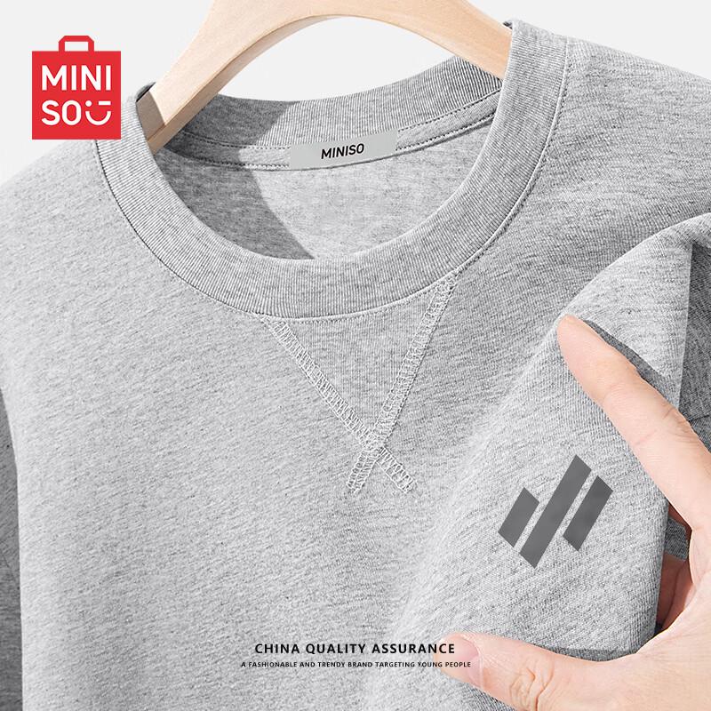 MINISO Men s Pure Cotton Long Sleeve Crew Neck T-Shirt M