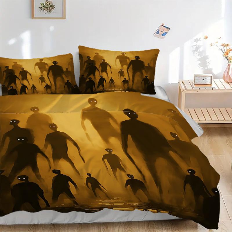 

3pcs Zombie Silhouette Duvet Cover Set, 1 Duvet Cover + 2 Pillowcases (No Insert), High-Definition Print, Home & Dorm Set yy251208090 135x200cm