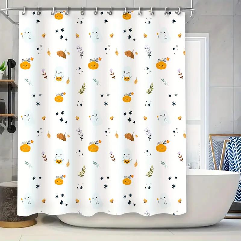 

Autumn Leaves Cartoon Print Shower Curtain Waterproof Bathroom Decor Set For Home Decoration White W60H190(CM)-1 Pcs