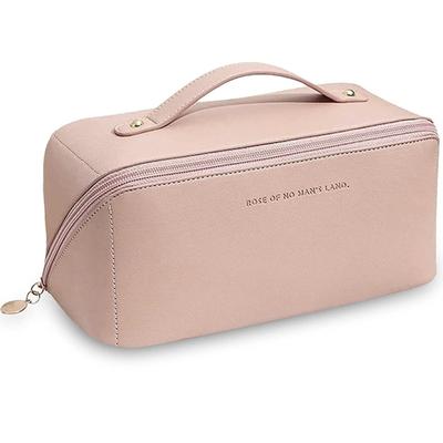 Stilig rosa kosmetikkveske med børsterom – vanntett og reisevennlig
