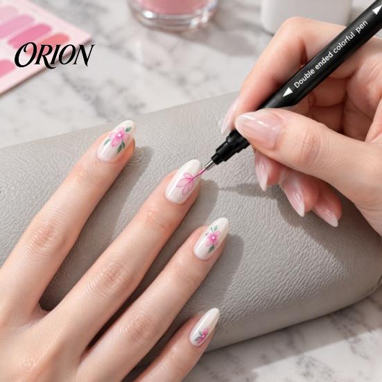 Professional Nail Design Tools 12Pcs 24 Colors Dual Ended Art Pen Set, Markers with DIY Manicure Supplies Fine & Wide Tips, Quick?Dry Painting