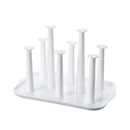 

6-Slot Plastic Cup Drying Rack with Drip Tray Space-Saving Countertop Organizer for Mugs Glasses BPA-Free Kitchen Storage Rack белый