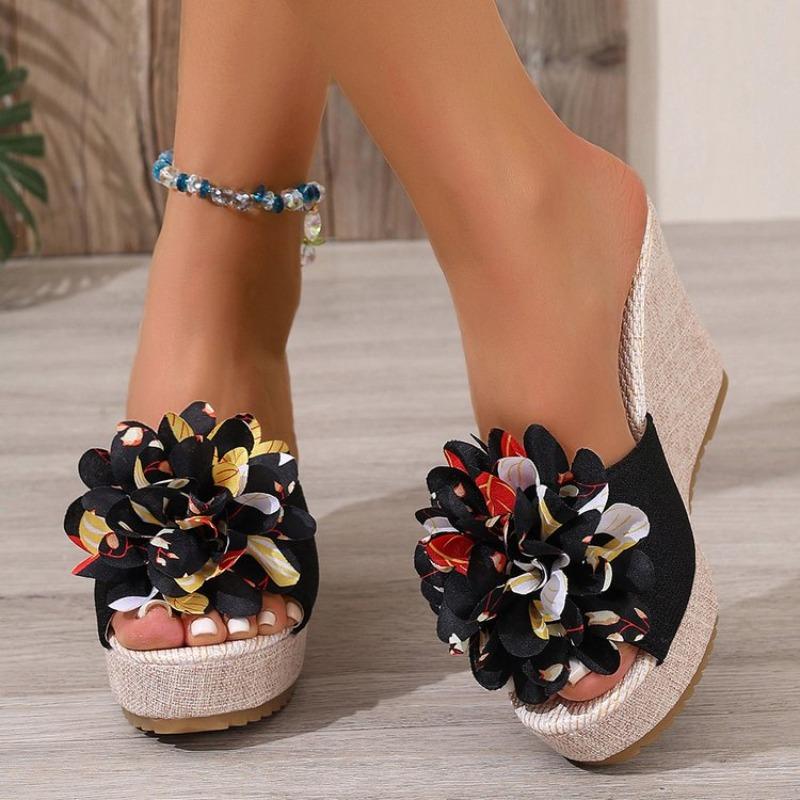 2026 Summer Beach Platform Women Wedge Slippers Appliques Butterfly-knot Female Sandals Clog Shoes Slides Women