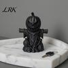 Solid PLA Sculpture 3D Printed Pumpkin Scarecrow Figurine, Matte Black Halloween Tabletop Decorative for Shelves Decor Shelf Window Office,
