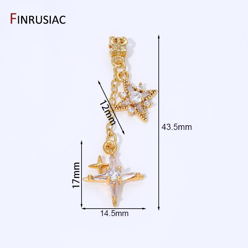 

18K Gold Plated Brass Zircon Charms Pendants With Large Hole Beads Star Charm for Bracelets Making,DIY Jewelry Accessories 1 piece