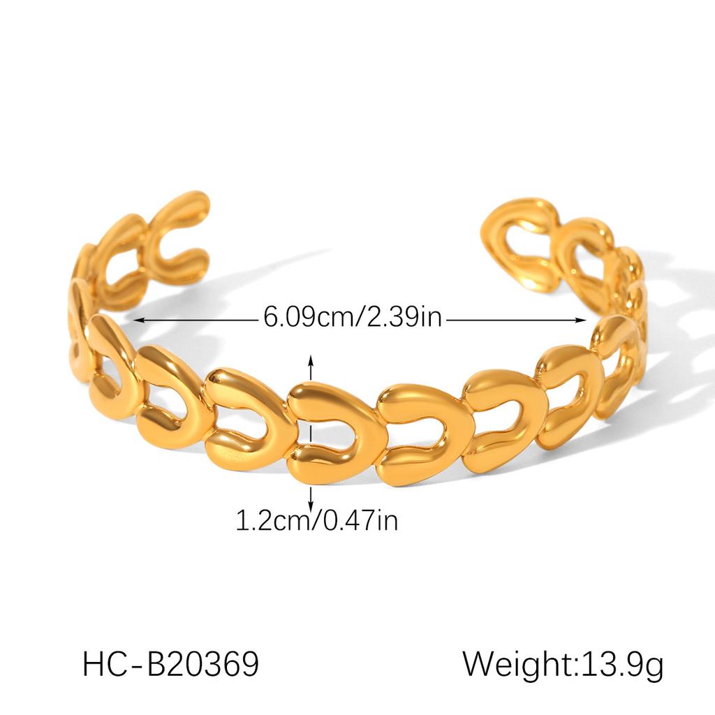 18k Gold Jewelry Stainless Steel Open Bangle Light Luxury Hand Jewelry Versatile Non-fading Titanium Steel Accessories