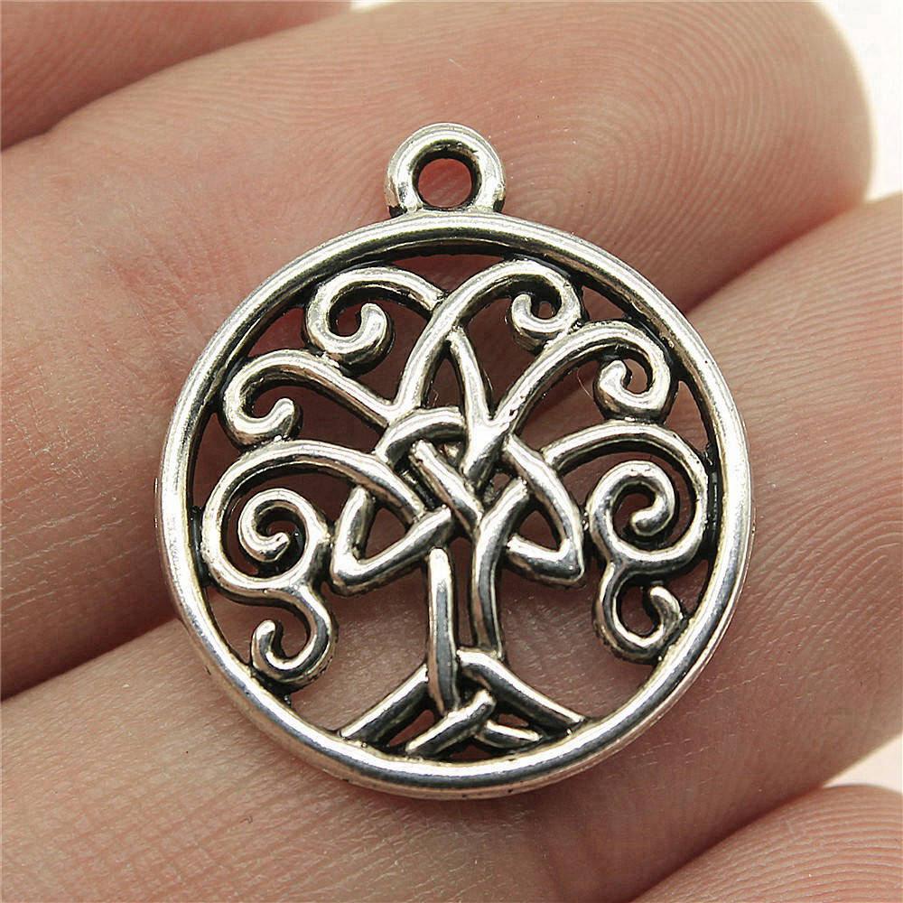 Charms Round Tree Of Life Pendants Vintage Jewelry Supplies QC109