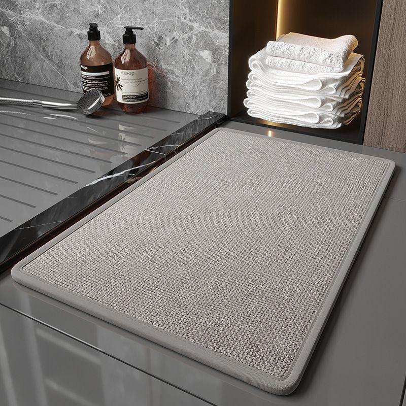 Linen Diatomaceous Earth Non-Slip Bath Mat: Strong Water Absorption, Anti-Fall Design for Bathroom and Washroom