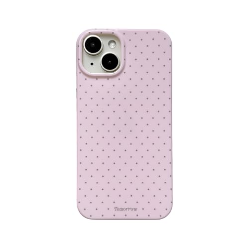 Geschikt iPhone 15 beschermhoes elegante stippen anti-val mobiele telefoon zachte hoes roze roze