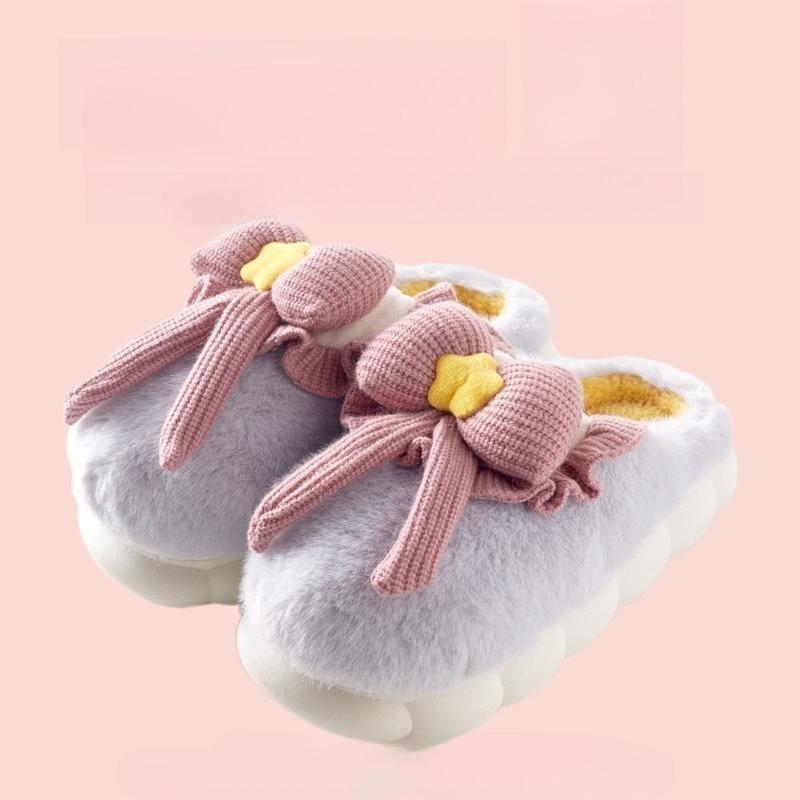 Módní dámské bavlněné pantofle 2025 Zima Nová móda Mašle Vnitřní Protiskluzové Plyšové Boty Venkovní Zesílené Teplé Pohodlné Bavlněné Boty