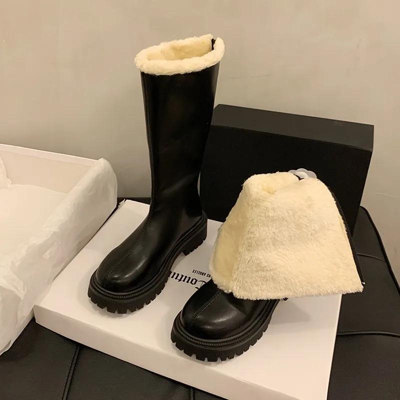 2024 Retro Western Cowboy Boots Chunky Heel Round Head Fashion Boots Thick Bottom Warm Snow Botas Versatile Women Shoes Gothic