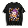 Cute Purple Braid Sword Girl Print Casual T-Shirt Unisex Loose Comfortable Versatile Top Pure Cotton T-shirt