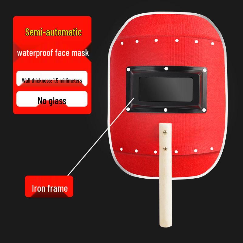 

Handheld Red Steel Face Shield for Welding - Lightweight, Full Face, Anti-Scald Protective Mask for Argon Arc Welding.