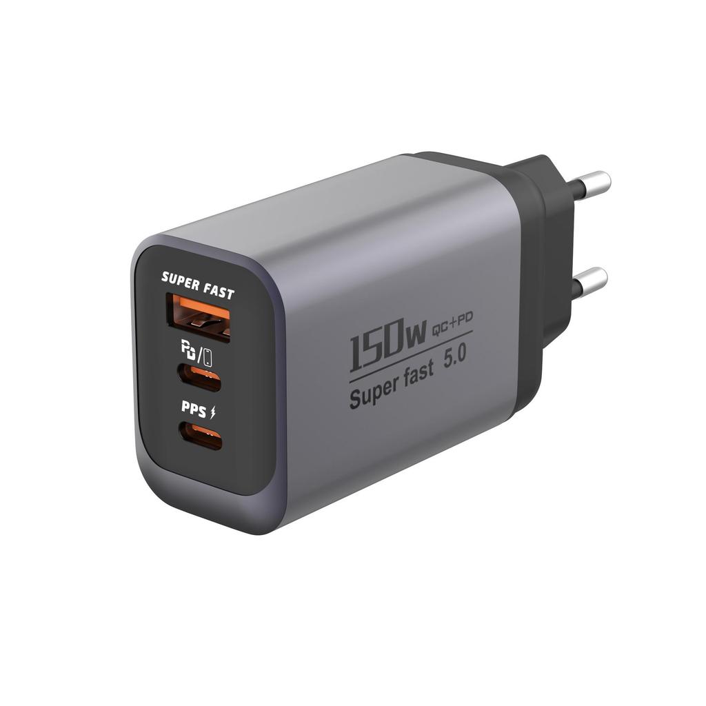 Gunmetal Gray 150W Multi-Port Fast Charger for Small Home Appliances & Multi-Device Charging