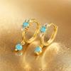 Cute Female Turquoise Stone Round Hoop Earrings Vintage Fashion Gold Color Wedding  For Women