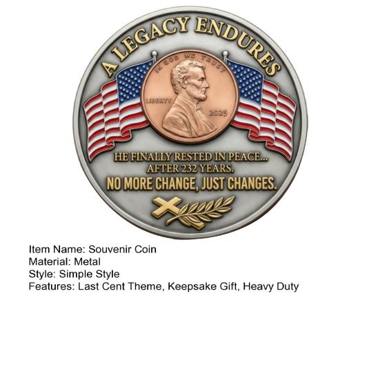 1/2/3/4/5Pcs The Last Cent Collectible Coin American Flag Eagle Final Cent Souvenir Coin Memorial Token History Buffs Collectors Enthusiasts Keepsake