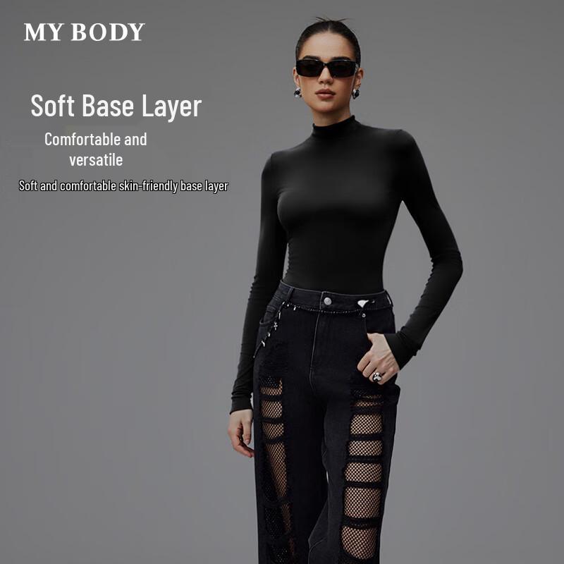 

Mybody Women s Lightweight Thermal Mock Neck Base Layer L