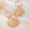 European & American Vintage Star Sunflower Earrings: Trendy French Statement Jewelry for Women