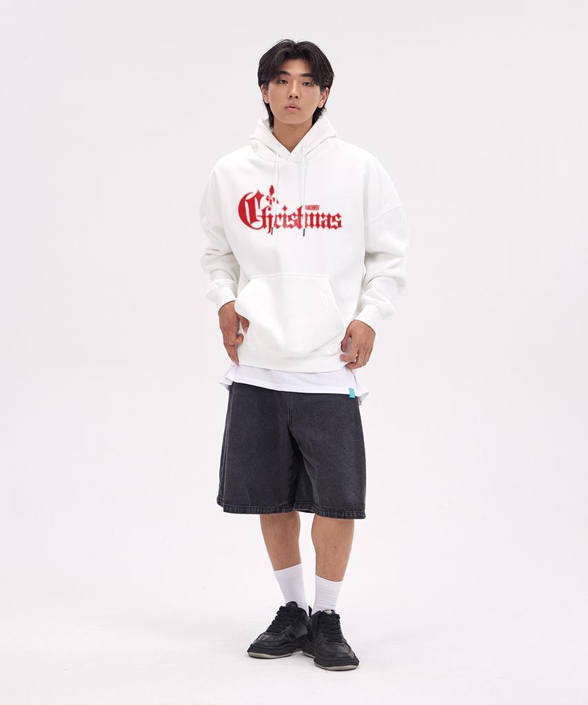 Christmas Special 04 Oversized Wide Shoulder Hoodie_White