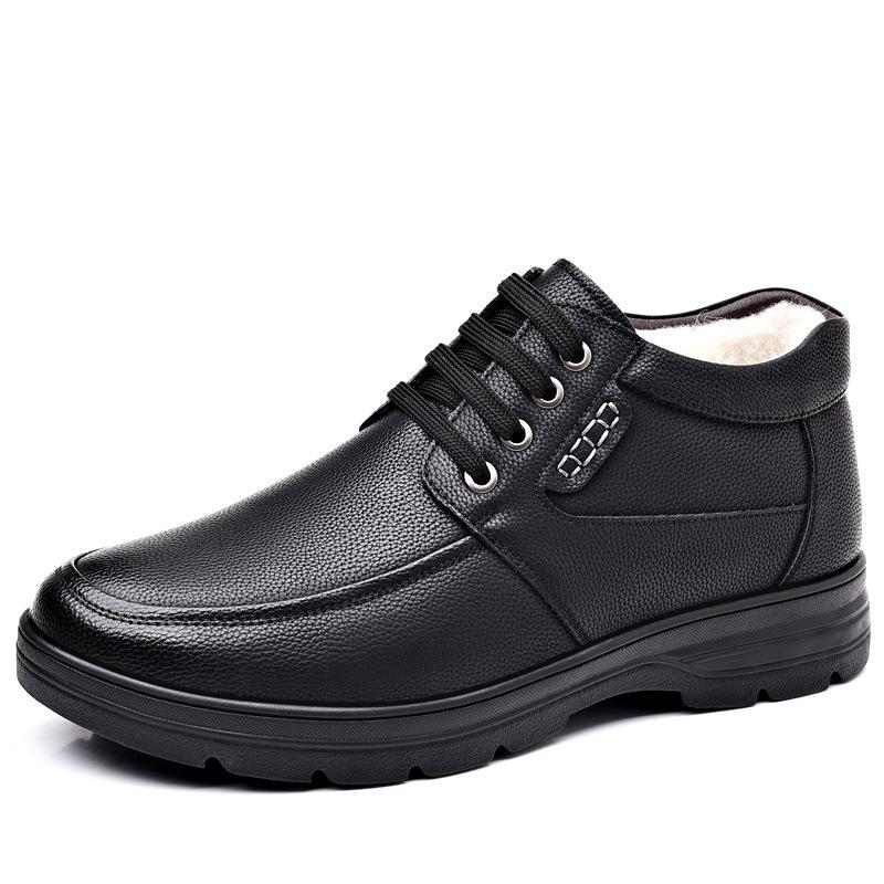 Pánské zimní protiskluzové bavlněné boty s velurovou podšívkou - Neformální venkovní obuv pro tatínky středního věku