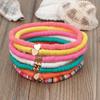 Bohemian Rainbow Stackable Bracelets Set For Women Heart Charm Soft Clay Pottery Layering Beads Chain Bangle Female Boho Jewelry