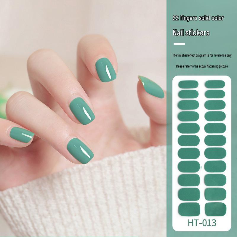 22-Finger Cross-Border Color Block Nail Stickers - No-Bake Gel Full Cover