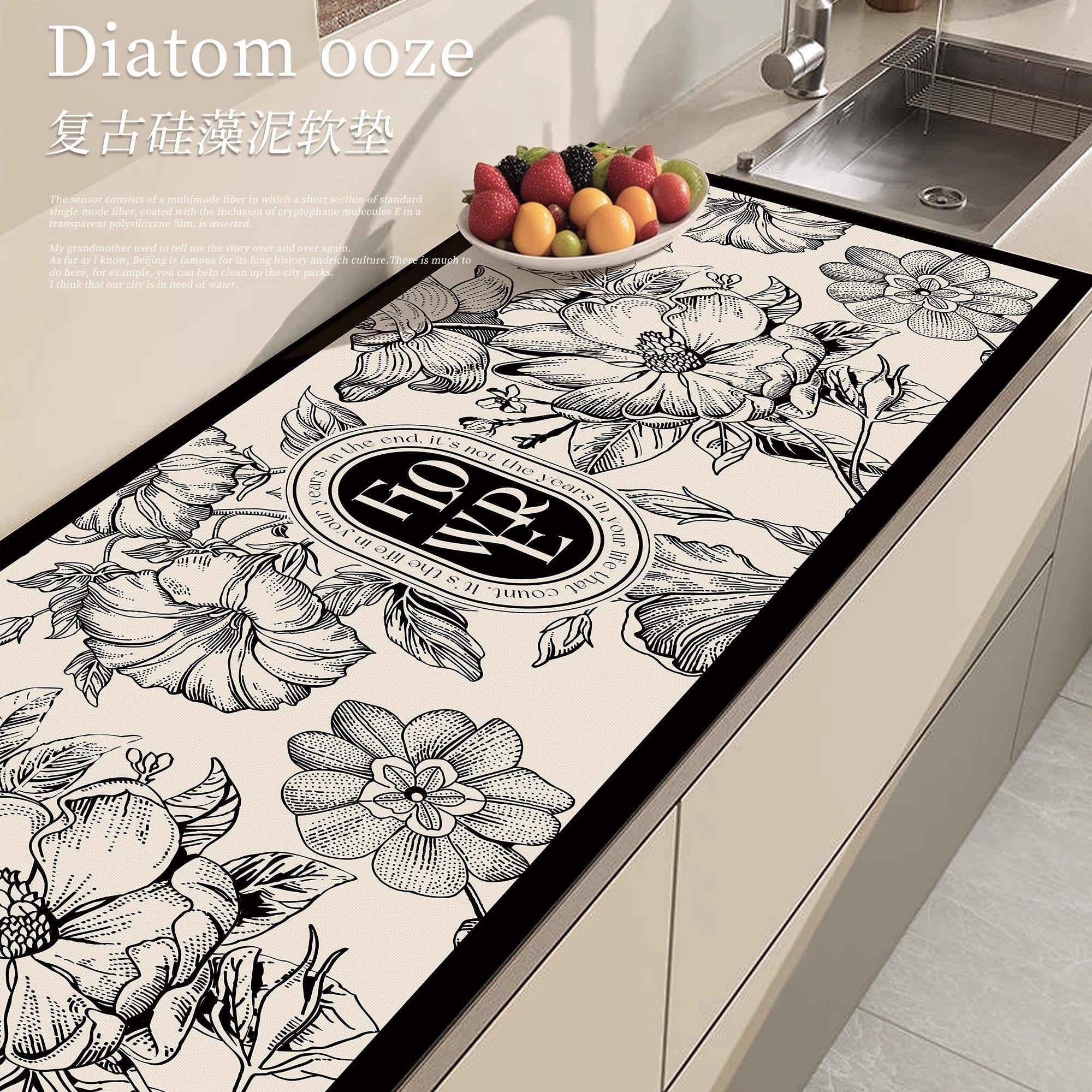 Дренажный коврик для кухонной столешницы, Впитывающий коврик для барной стойки, Термостойкий коврик, Коврик для плиты, Индивидуальный коврик из диатомита 40x60cm