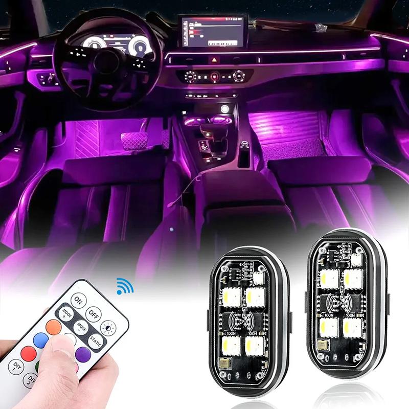 New Wireless LED Strobe Lights Car Decor Atmosphere Light, 8 Colors Rechargeable Led Lights Anti-Collision LED Warning Light