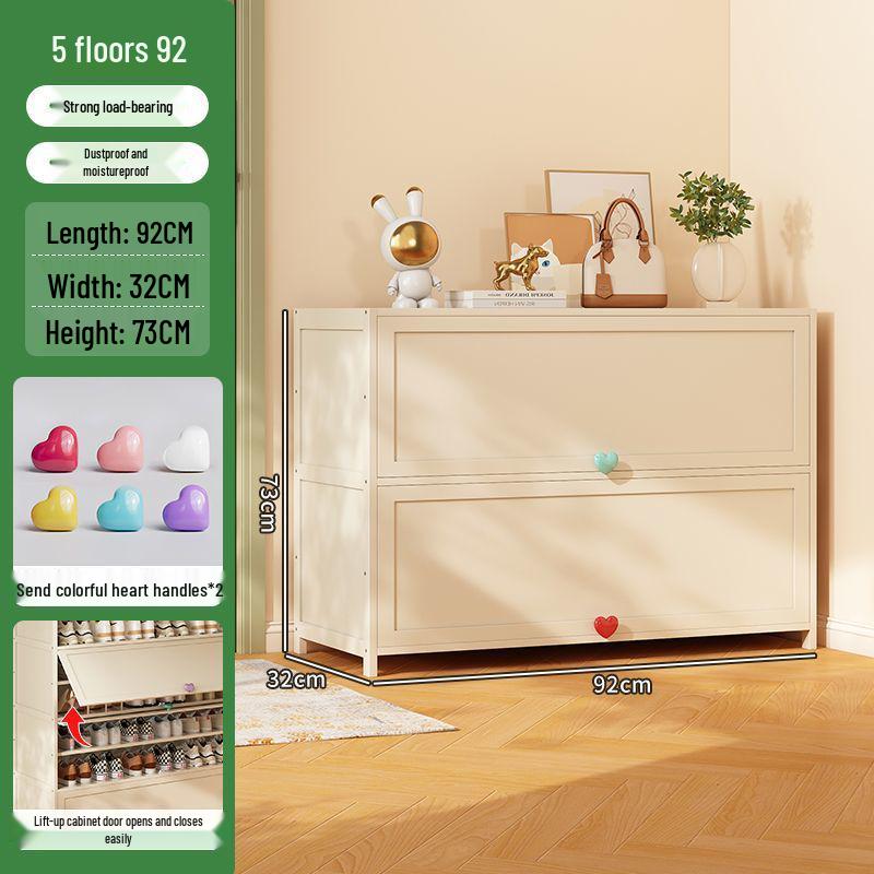 Cream Multi-Layer Off-White Shoe Cabinet - Space-Saving Hallway Storage Rack