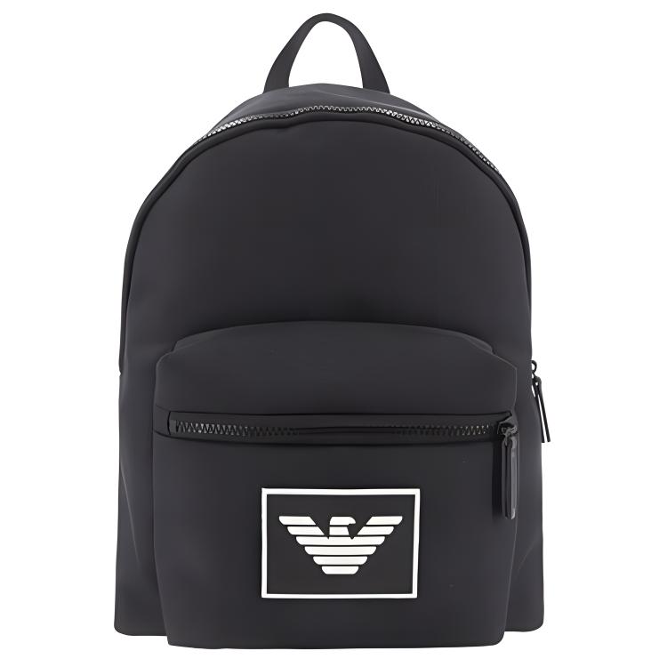 Emporio Armani White Logo Fabric Backpack Men Backpacks Black Y4O236-YMO5V-81073