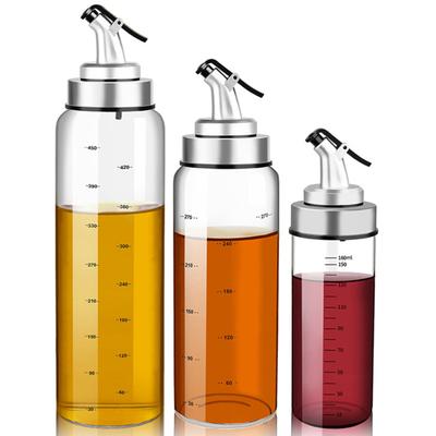 180/300/500ML Oil Glass Bottle Leak-proof High Temperature Resistant Scale Refillable Soy Sauce Vinegar Olive Oil Condiment Dispenser for Kitchen