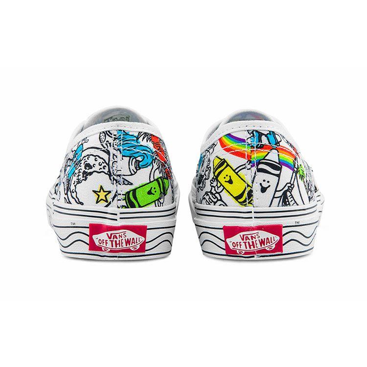Crayola X Vans Authentic Series Casual Graffiti Low-Top Kids Skate Shoes Kids Sneaker White Black VN0A3UIVARE